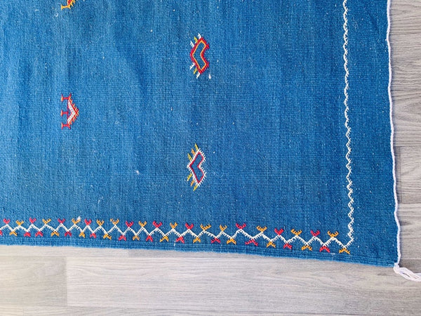 Vintage blue rug, 5x8ft ,kilim Wool rug, Moroccan rug, Hand-knotted rug, Bohemian rug, Authentic rug, Wool rug, Moroccan decor, Floor rug