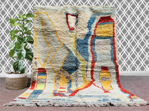 Authentic Moroccan rug 5x8 - Authentic Moroccan Boujad Rug - Berber tribal rug - Handmade Old Moroccan Rug - Berber carpet - Bohemian rug