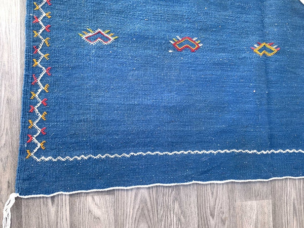 Vintage blue rug, 5x8ft ,kilim Wool rug, Moroccan rug, Hand-knotted rug, Bohemian rug, Authentic rug, Wool rug, Moroccan decor, Floor rug