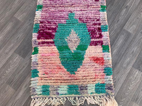 Authentic hallway runner rug 2x10 ,Old Moroccon rug, Moroccan Boujad Rug ,Handmade Old Moroccan Rug ,Berber carpet