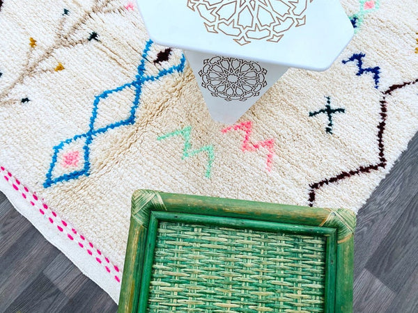 Moroccan rug 5 x 8 ft, Antique azilal rug, , Vintage Berber, Moroccan Rag rug, Beni ourain rug, Woven rug, Vintage area rug ,Kilim wool rug