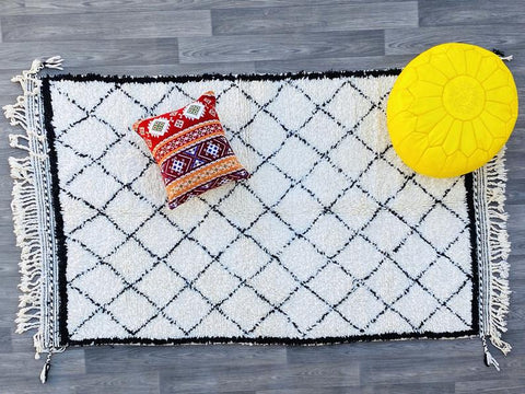 Moroccan rug, 4ft x 7ft, Berber rug, Hand knotted rug, Wool rug, Vintage white Beniourain Rug, Moroccan rug, oriental rug, Floor rug-FREE SHOP