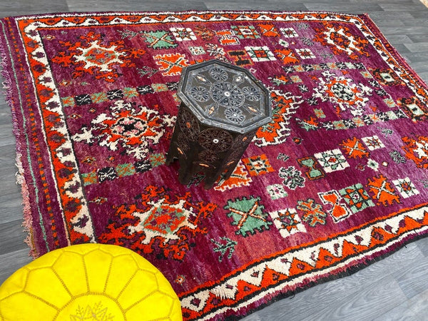Moroccan rug, 7x10 ft , Handmade Old Moroccan Rug ,wool rug, Berber tribal rug, Antique Boujaad rug, Azilal rug, Hand knotted rug.