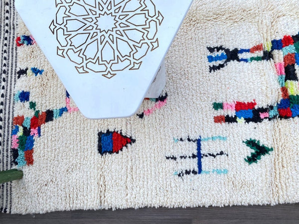 Vintage Moroccan rug , Hand-knotted rug, All Wool rug, Beni ourain rug, Moroccan berber rug, Beni ourain rug ,Azilal rug,unique carpet