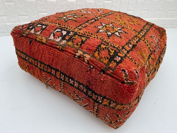 Square Moroccan Floor cushion ,Boujaad pouf , Handmade from Boujad rug, Berber Moroccan Floor cushion , armchair, sofa pillow