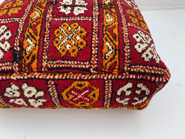 Square Moroccan floor pillow, Handwoven woolen pillowcase, home decoration, comfortable pillow, unstuffed pouf,Square Boujaad floor pillow