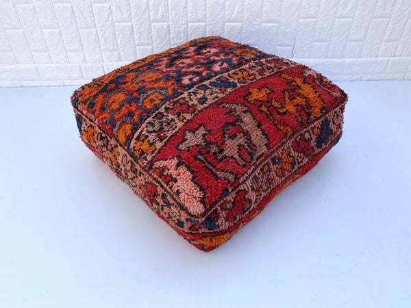 Moroccan square Floor cushion - boujaad pouf - Vintage pouf - Berber Moroccan Floor cushion -Seat cushion -armchair - sofa pillow-Cover only