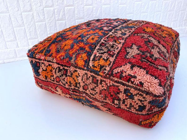 Moroccan square Floor cushion - boujaad pouf - Vintage pouf - Berber Moroccan Floor cushion -Seat cushion -armchair - sofa pillow-Cover only
