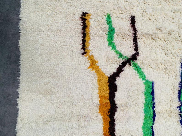 Moroccan Vintage Handmade Rug 5x8, boujaad Rug, Moroccan Berber Carpet, Boujaad Wool Medium Rug.