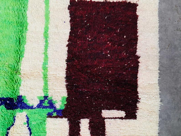 Moroccan Vintage Handmade Rug 5x8, boujaad Rug, Moroccan Berber Carpet, Boujaad Wool Medium Rug.