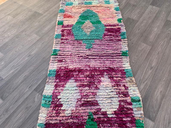 Authentic hallway runner rug 2x10 ,Old Moroccon rug, Moroccan Boujad Rug ,Handmade Old Moroccan Rug ,Berber carpet