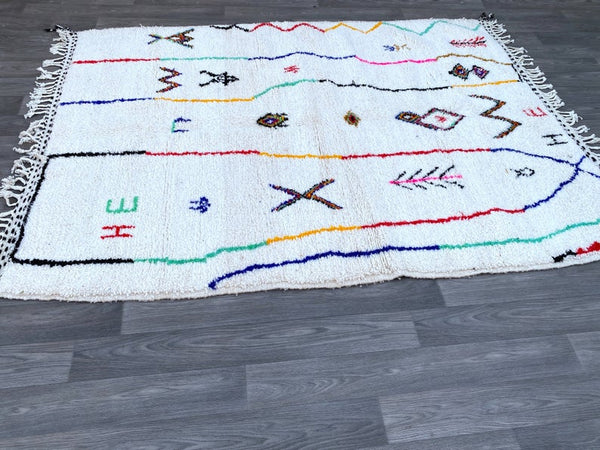 Moroccan rug 5x7ft, Antique azilal rug, Vintage Berber, Moroccan Rag rug, Beni ourain rug, Woven rug, Vintage area rug, Kilim wool rug