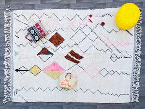 Moroccan rug 8x11ft, Antique azilal rug, Vintage Berber, Moroccan Rag rug, Beni ourain rug, Woven rug, Vintage area rug, Kilim wool rug