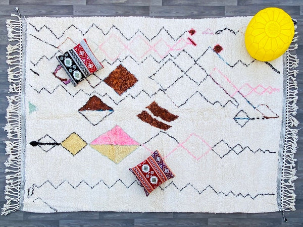 Moroccan rug 8x11ft, Antique azilal rug, Vintage Berber, Moroccan Rag rug, Beni ourain rug, Woven rug, Vintage area rug, Kilim wool rug