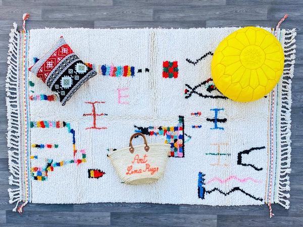 Moroccan rug 5x7ft, Antique azilal rug, Vintage Berber, Moroccan Rag rug, Beni ourain rug, Woven rug, Vintage area rug, Kilim wool rug