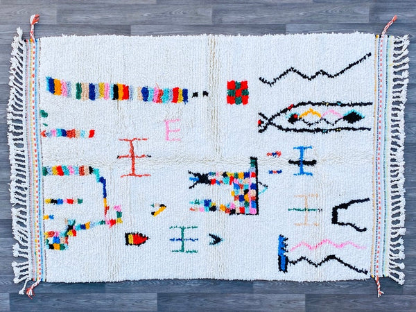 Moroccan rug 5x7ft, Antique azilal rug, Vintage Berber, Moroccan Rag rug, Beni ourain rug, Woven rug, Vintage area rug, Kilim wool rug