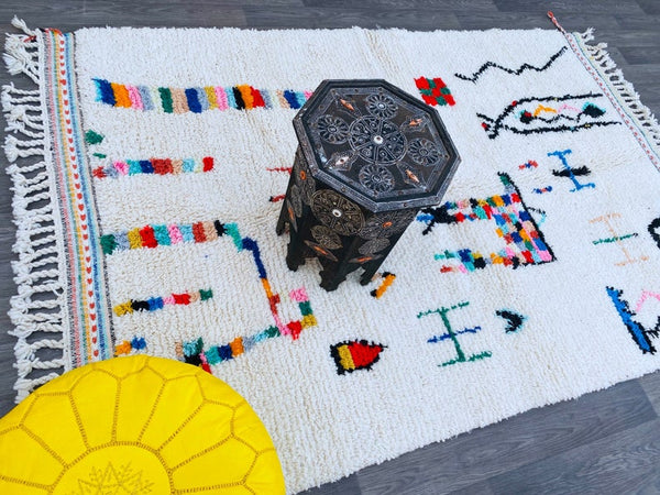 Moroccan rug 5x7ft, Antique azilal rug, Vintage Berber, Moroccan Rag rug, Beni ourain rug, Woven rug, Vintage area rug, Kilim wool rug