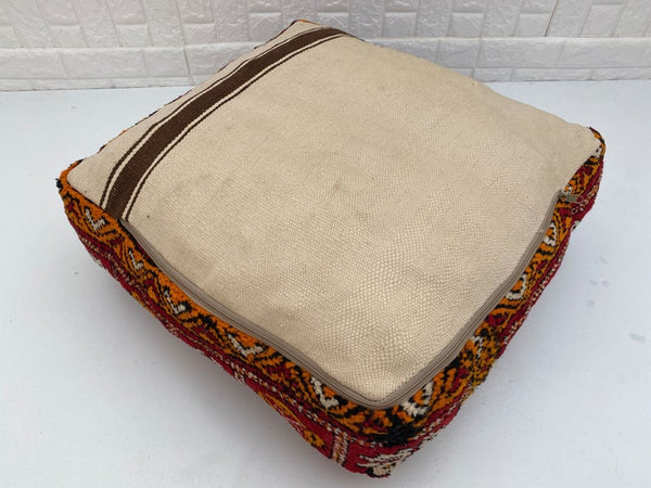 Square Moroccan floor pillow, Handwoven woolen pillowcase, home decoration, comfortable pillow, unstuffed pouf,Square Boujaad floor pillow