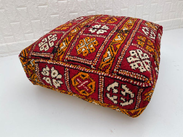 Square Moroccan floor pillow, Handwoven woolen pillowcase, home decoration, comfortable pillow, unstuffed pouf,Square Boujaad floor pillow