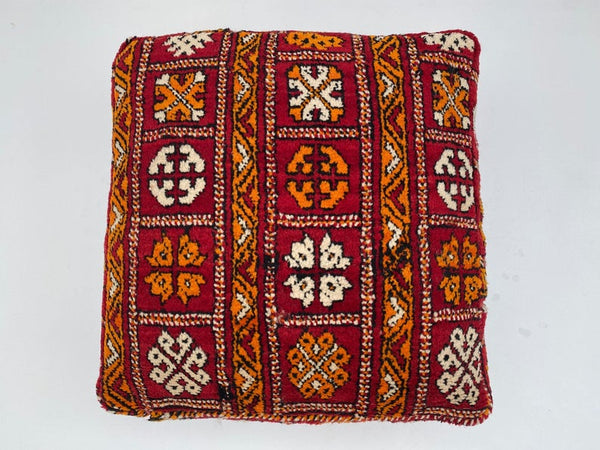 Square Moroccan floor pillow, Handwoven woolen pillowcase, home decoration, comfortable pillow, unstuffed pouf,Square Boujaad floor pillow