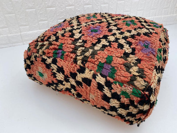 Square Moroccan floor pillow, Handwoven woolen pillowcase, home decoration, comfortable pillow, unstuffed pouf,Square Boujaad floor pillow