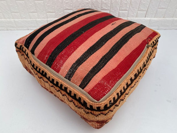 Pouf Moroccan 100% wool- Handmade Moroccan Pouf in Genuine Wool - Sold Upholstered - Floor Cushion, Ottoman, Footrest