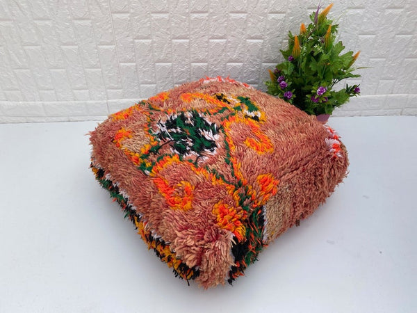 Moroccan Floor Pillow 24x24 in-Moroccan Berber Floor Pillow -square Handmade floor cushion -floor pillow cover -Floor Pillow- boujad Pouf