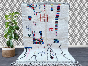 Vintage Moroccan rug , Hand-knotted rug, All Wool rug, Beni ourain rug, Moroccan berber rug, Beni ourain rug ,Azilal rug,unique carpet