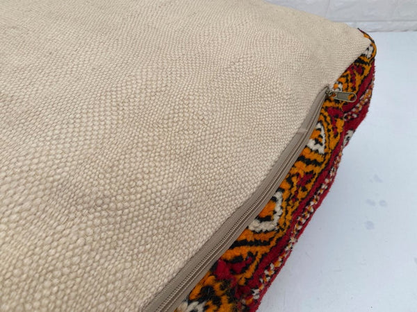 Square Moroccan floor pillow, Handwoven woolen pillowcase, home decoration, comfortable pillow, unstuffed pouf,Square Boujaad floor pillow