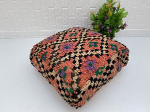 Square Moroccan floor pillow, Handwoven woolen pillowcase, home decoration, comfortable pillow, unstuffed pouf,Square Boujaad floor pillow