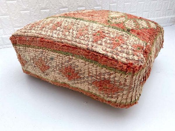 Moroccan Floor Cushion- Home Decor Square Design Boujaad -Footstool Pouf -Wool Handmade Pillow- Home Chair- Floor Cushion Pouf